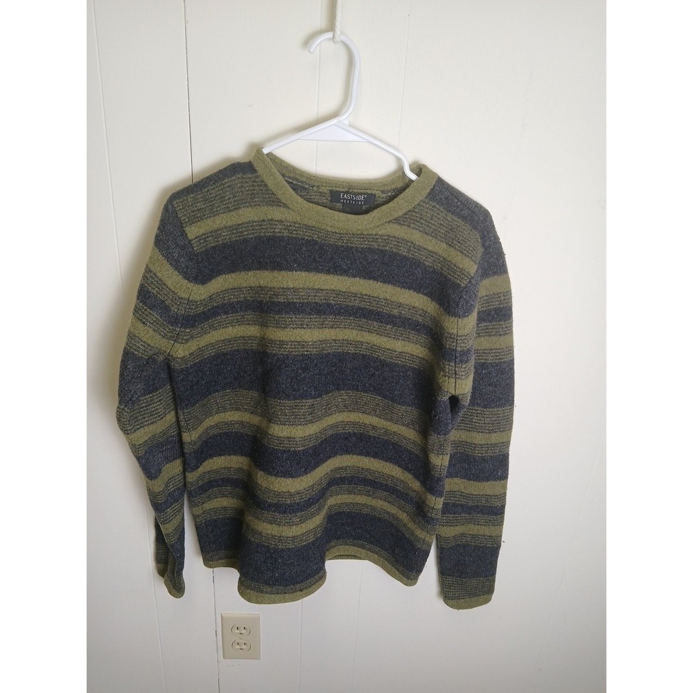 Eastside Westside Size Large 100% Lambswool Striped Crewneck Sweater!!